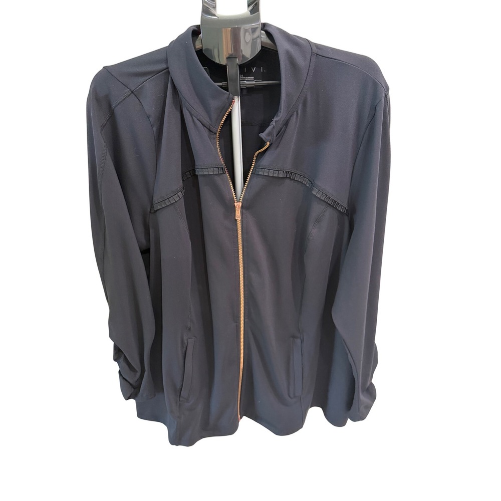 Lane‎ Bryant LIVI Active Black Full Zip Jacket Rose Gold Trim Plus Size 22/24